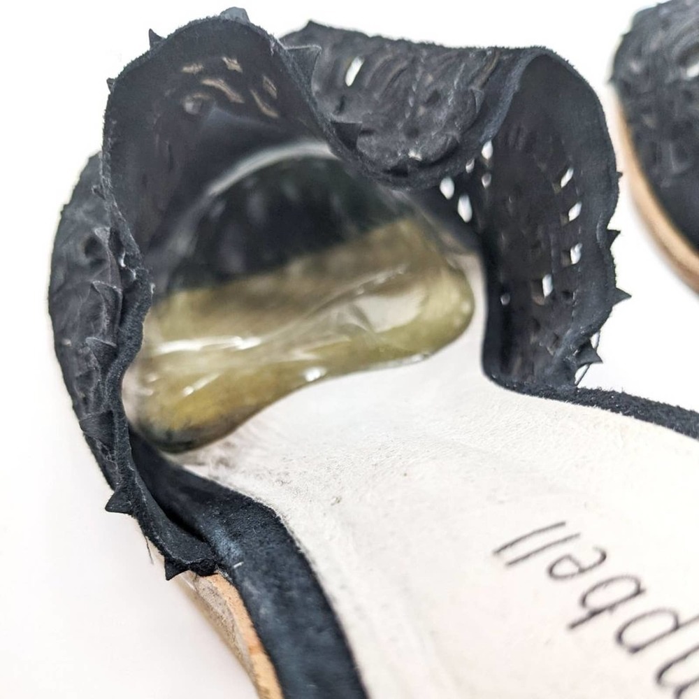 Jeffrey Campbell Womens 10 Del Sol Black Ankle Strap Open Toe Wedge Wood Sandals - Picture 10 of 11